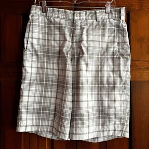 Nike Golf Tour Performance Dri Fit Gray White Plaid Shorts Men’s Size 32